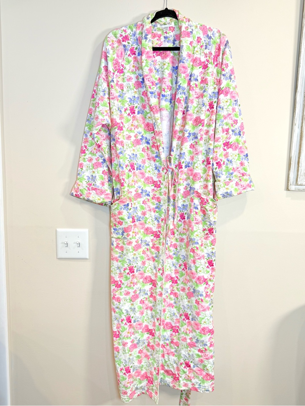 🔥Christian Dior Women’s Floral Knit Pajama Robe - Pink Multi Size S EC🔥